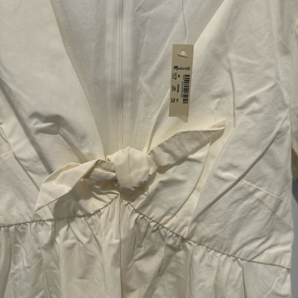 NWT Madewell Tie-front Minidress In Lighthouse White Size 00 - Picture 3 of 10